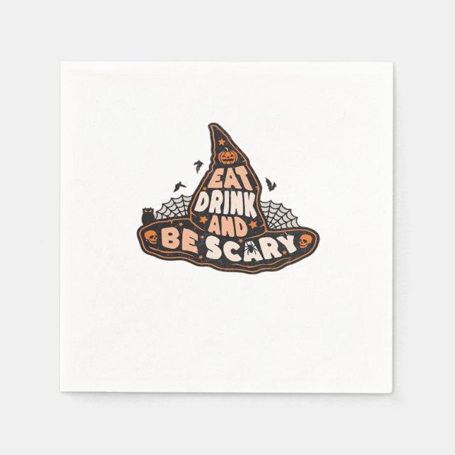 Eat Drink And Be Scary Witch Only Halloween Gift F Napkin (Front)