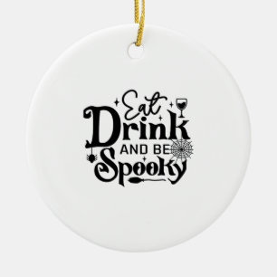 Eat Drink And Be Spooky Retro Classic Ceramic Tree Decoration