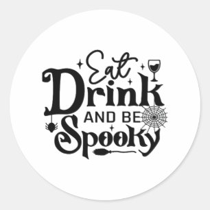 Eat Drink And Be Spooky Retro Classic Classic Round Sticker