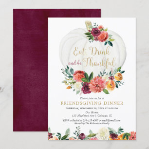 Eat Drink and be Thankful Friendsgiving Dinner Invitation