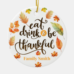 eat drink and be thankful modern ceramic tree decoration