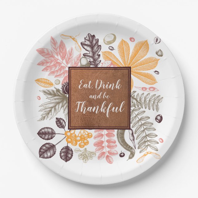 Eat Drink and Be Thankful Paper Plate (Front)