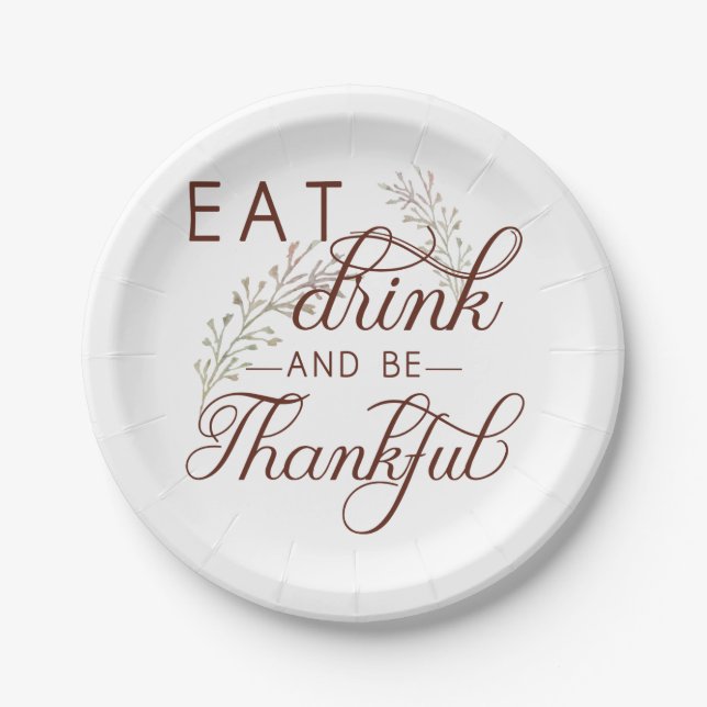 eat drink and be thankful paper plate (Front)