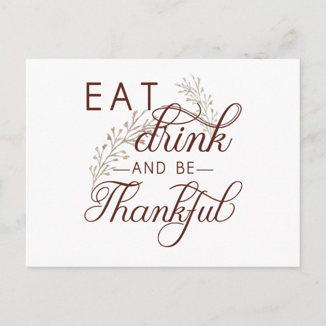 eat drink and be thankful postcard (Front)