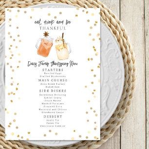 Eat Drink And Be Thankful Thanksgiving Drinks Menu