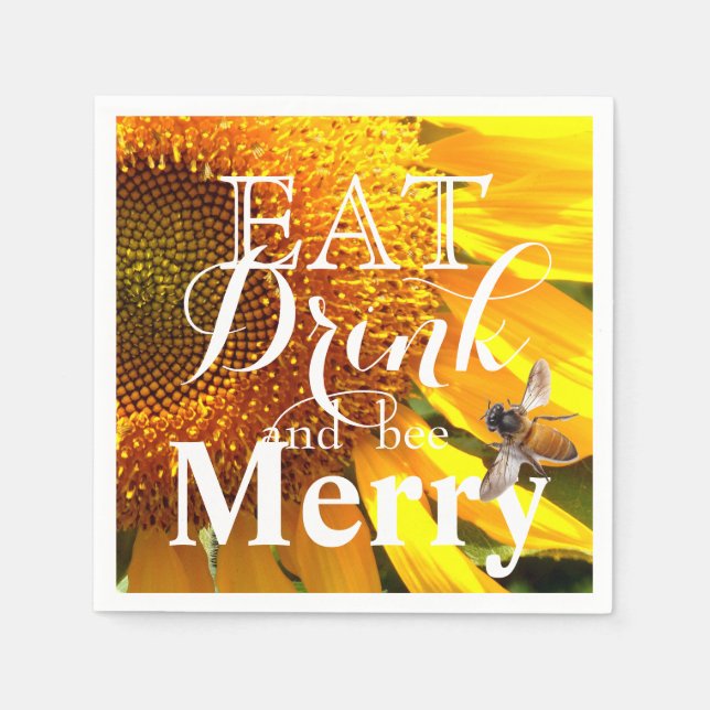 Eat Drink and bee Merry Napkin (Front)