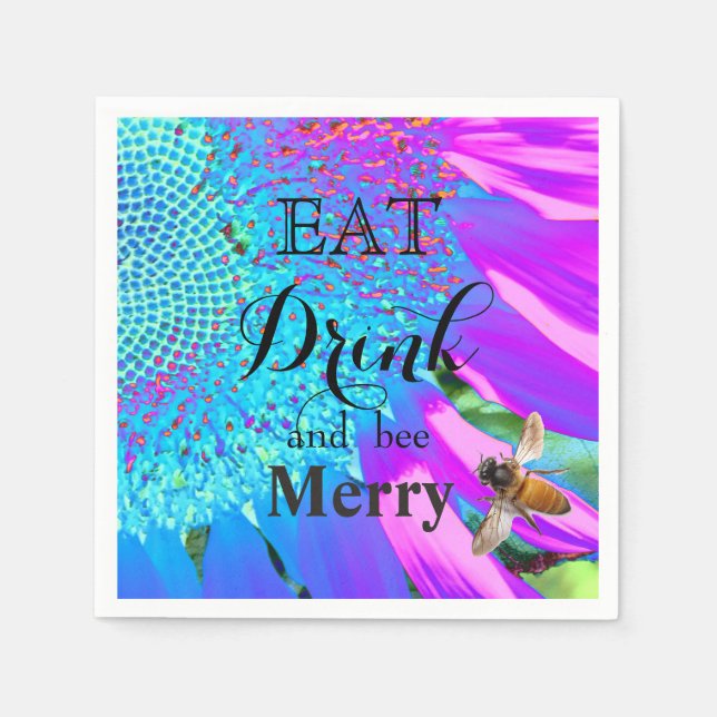 Eat Drink and bee Merry Napkin (Front)