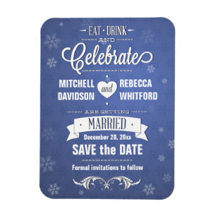 Eat Drink and Celebrate Winter Blue Save the Date Magnet