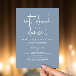 Eat, Drink and Dance, Modern Wedding Reception Invitation
