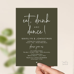 Eat, Drink and Dance, Modern Wedding Reception Invitation