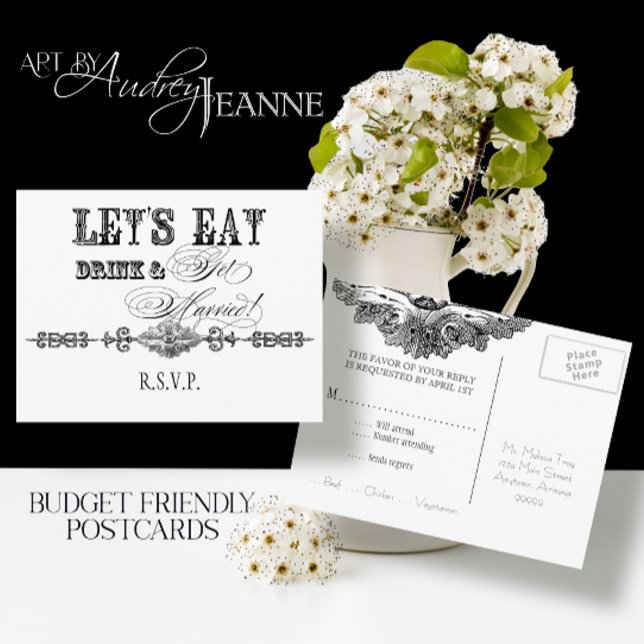 Eat, Drink and Get Married Save the Date Postcards (Creator Uploaded)