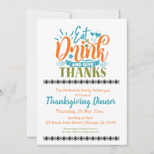 Eat drink and give thanks invitation (Front)