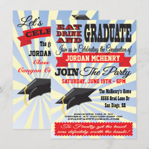 Eat, Drink and Graduate! Graduation Invitations