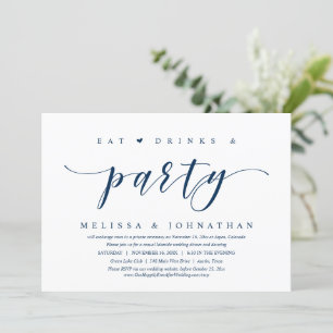 Eat, Drink and Party, Wedding Elopement  Invitatio Invitation