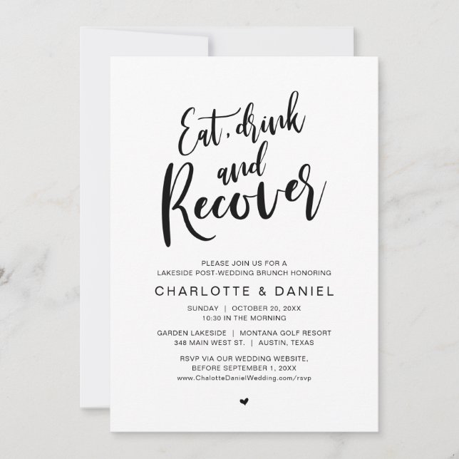 Eat, Drink and Recover, The Morning After Brunch Invitation (Front)