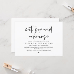 Eat, Drink and Rehearse, Wedding Rehearsal Dinner  Invitation