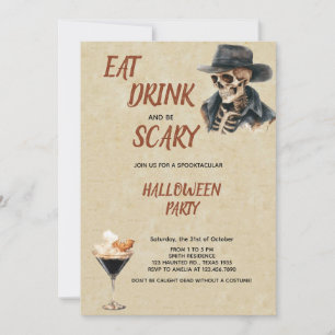 Eat Drink and Scary Vintage Halloween Party  Invitation