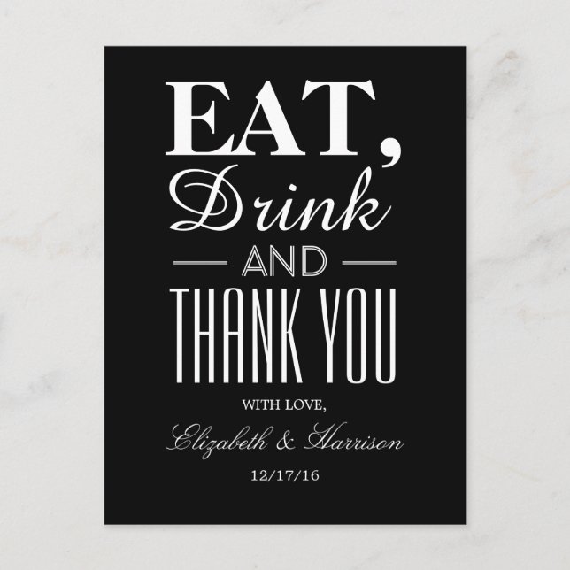 Eat, Drink and Thank You Postcard (Front)