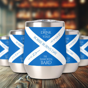 Eat Drink and Toast Robbie Burns Scottish Flag