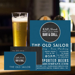 Eat, Drink Bar & Grill Logo, Pub/Brewery Business Card