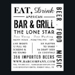 Eat, Drink Bar & Grill, Pub/Brewery Advertising Poster<br><div class="desc">Eat,  Drink Bar & Grill,  Pub/Brewery Advertising Poster By The Business Card Store.</div>