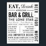 Eat, Drink Bar & Grill, Pub/Brewery Advertising Poster<br><div class="desc">Eat,  Drink Bar & Grill,  Pub/Brewery Advertising Poster By The Business Card Store.</div>