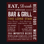 Eat, Drink Bar & Grill, Pub/Brewery Advertising Poster<br><div class="desc">Eat,  Drink Bar & Grill,  Pub/Brewery Advertising Poster By The Business Card Store.</div>