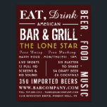 Eat, Drink Bar & Grill, Pub/Brewery Advertising Poster<br><div class="desc">Eat,  Drink Bar & Grill,  Pub/Brewery Advertising Poster By The Business Card Store.</div>
