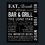 Eat, Drink Bar & Grill, Pub/Brewery Advertising Poster<br><div class="desc">Eat,  Drink Bar & Grill,  Pub/Brewery Advertising Poster By The Business Card Store.</div>