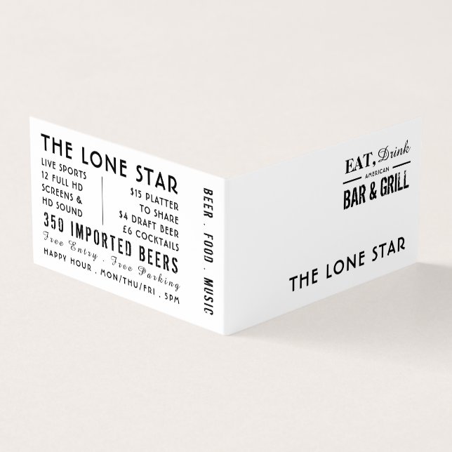 Eat, Drink Bar & Grill, Pub/Brewery, Detailed Business Card (Outside)