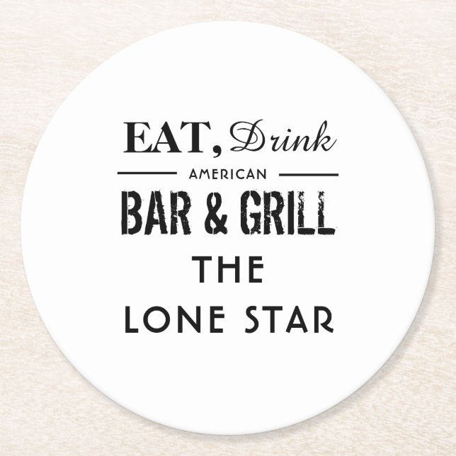 Eat, Drink Bar & Grill, Pub/Brewery Round Paper Coaster (Front)