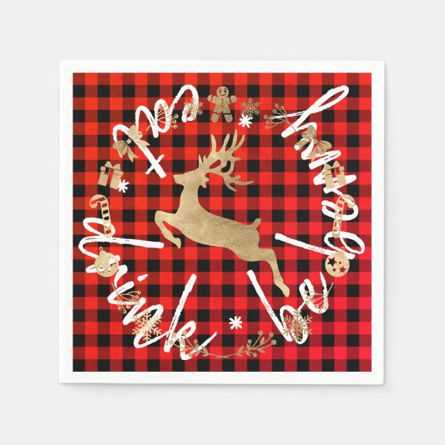 Eat Drink Be Berry Red Christmas Deer Buffalo Napkin (Front)