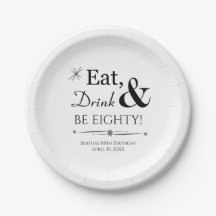Eat Drink & Be Eighty Retro 80th Birthday
