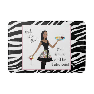 "Eat, Drink & Be Fabulous!" African American DIVA Bath Mat