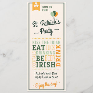 Eat Drink Be Irish St. Patrick's Day Invitation