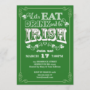 Eat, Drink & Be Irish St. Patrick's Day Invitation