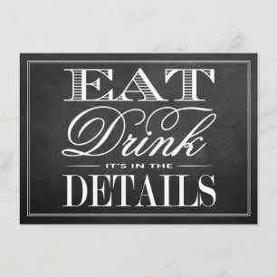 Eat, Drink & Be Married Chalkboard Wedding Enclosure Card