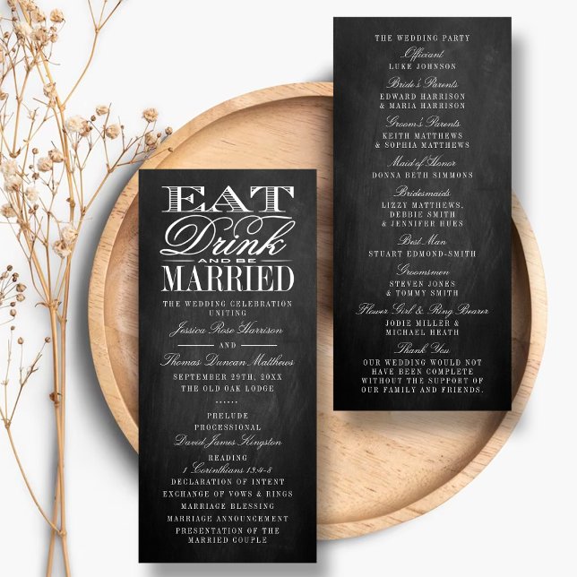 Eat, Drink & Be Married Chalkboard Wedding Programme (Creator Uploaded)