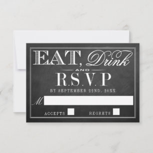 Eat, Drink & Be Married Chalkboard Wedding RSVP Card