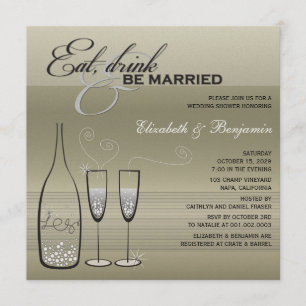 Eat Drink Be Married Champagne Wedding Shower Invitation