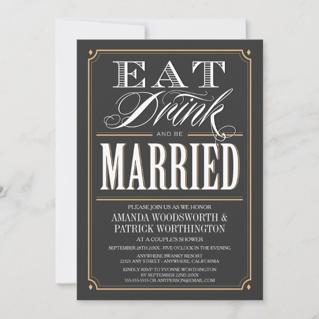 Eat Drink & Be Married Couples Shower Invitations (Front)