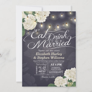 EAT Drink & Be Married Flower String Light Wedding Invitation