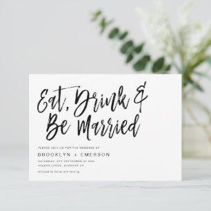 Eat Drink & Be Married Hand Lettered Wedding Invitation