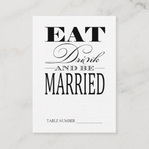 Eat Drink & be Married, Linen Table Number Cards