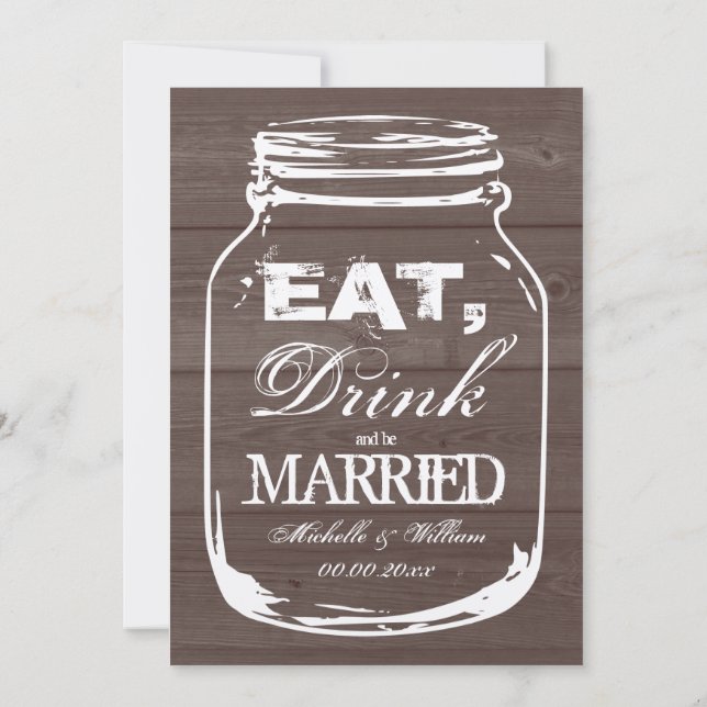 Eat drink be married mason jar wedding invitations (Back)