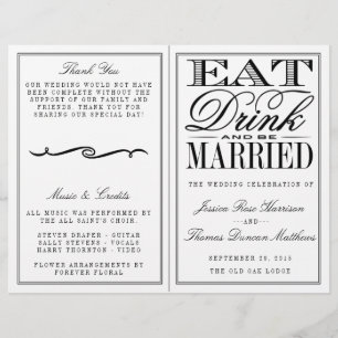 Eat, Drink & Be Married Modern Black/White Wedding