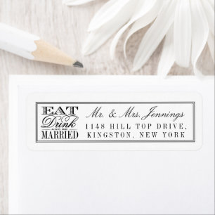 Eat, Drink & Be Married Modern Black/White Wedding