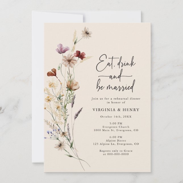Eat Drink Be Married Rehearsal Dinner Invitation (Front)