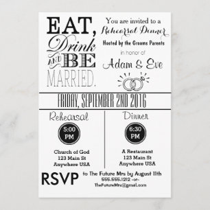 Eat Drink & Be Married Rehearsal Dinner Invitation