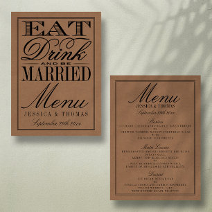 Eat, Drink & Be Married Rustic Kraft Wedding Menu